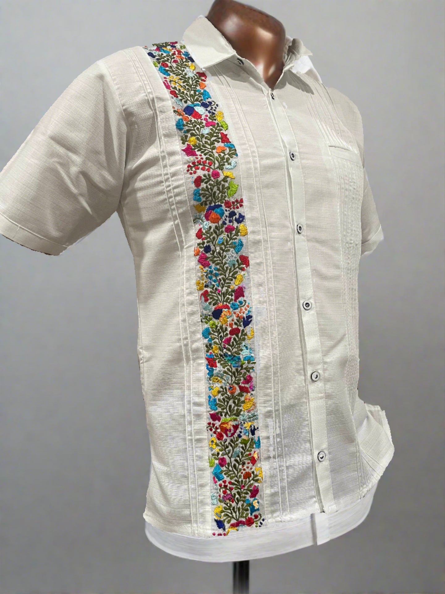 White Guayabera Multi-color