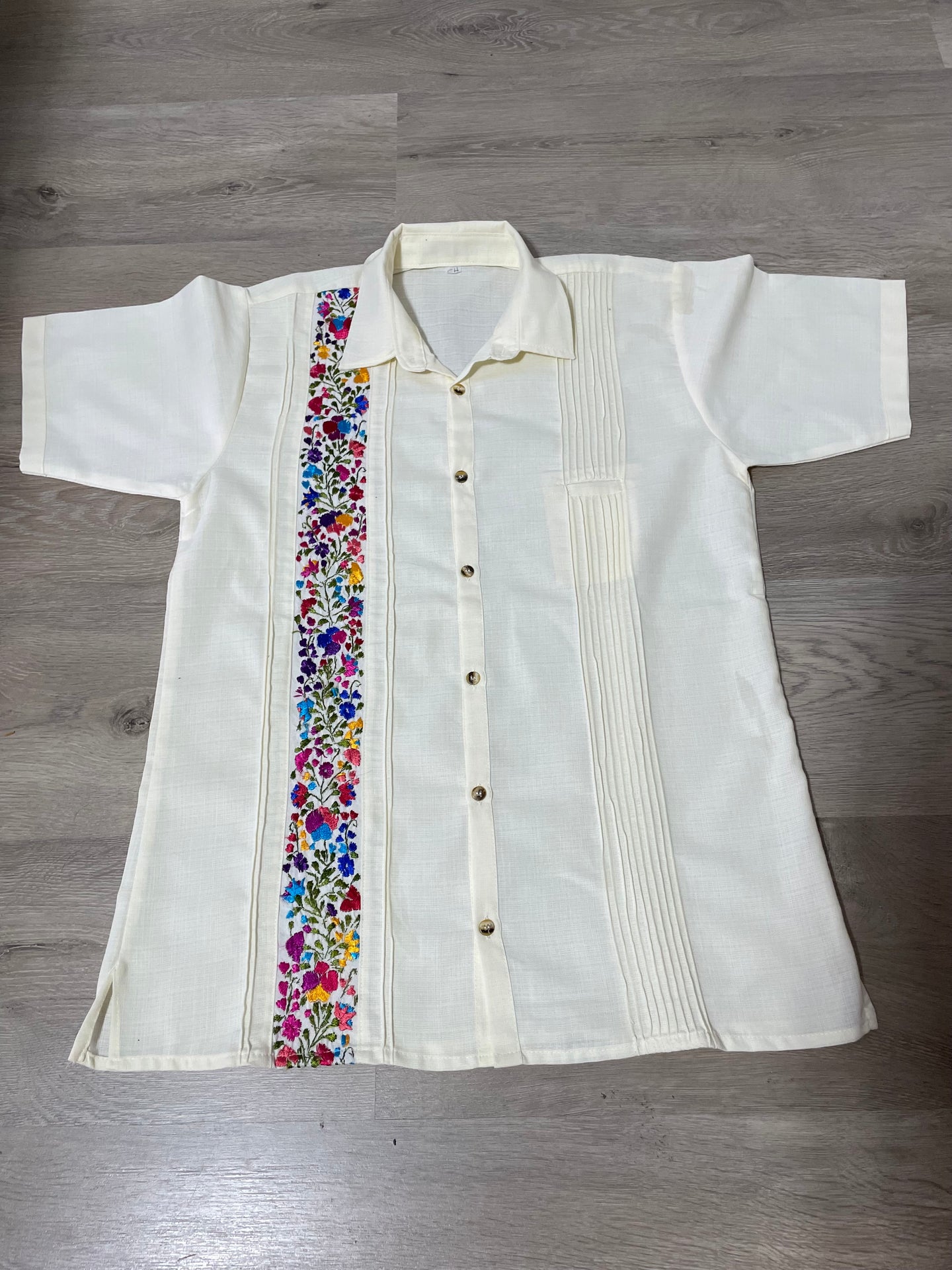 White Guayabera - Multicolor Floral
